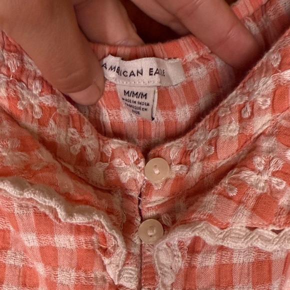 American Eagle Outfitters Pink Checkered Ruffle Tank Top - Picture 3 of 4
